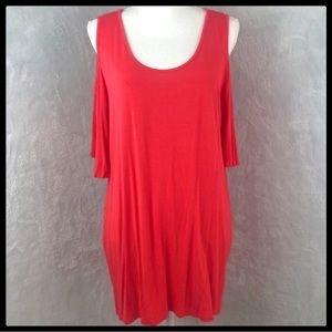 Cold-Shoulder Drape Tunic With High-Low Hem